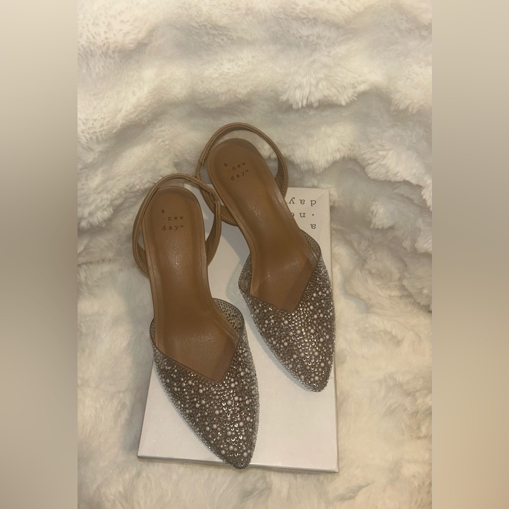 Women's Isabel Embellished Slingback Kitten Heels - A New Day Clear - Picture 2 of 9